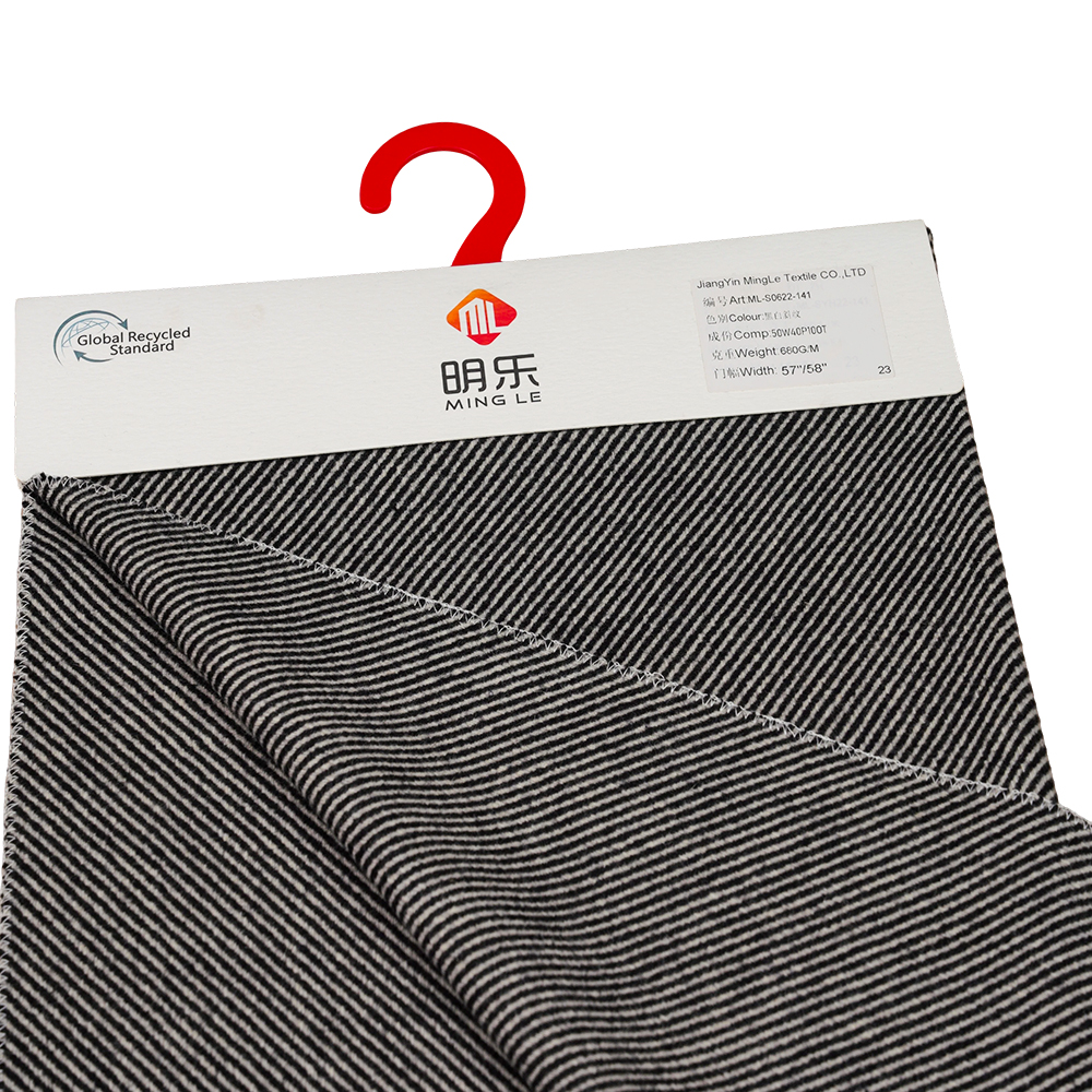 50 % шерсть, 40 % полиэстер, 10 % другие волокна, 680 г/м, черно-белая, саржевая ткань Melton, ML-S0622-141