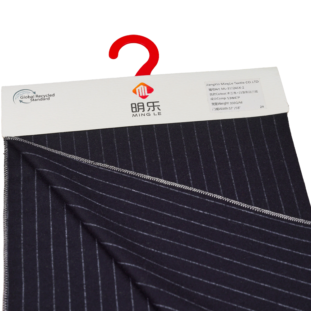 53% шерсть, 47% полиэстер, 350 г/м, Zhiqing + белый, фланелевая ткань в вертикальную полоску, ML-317245X-2