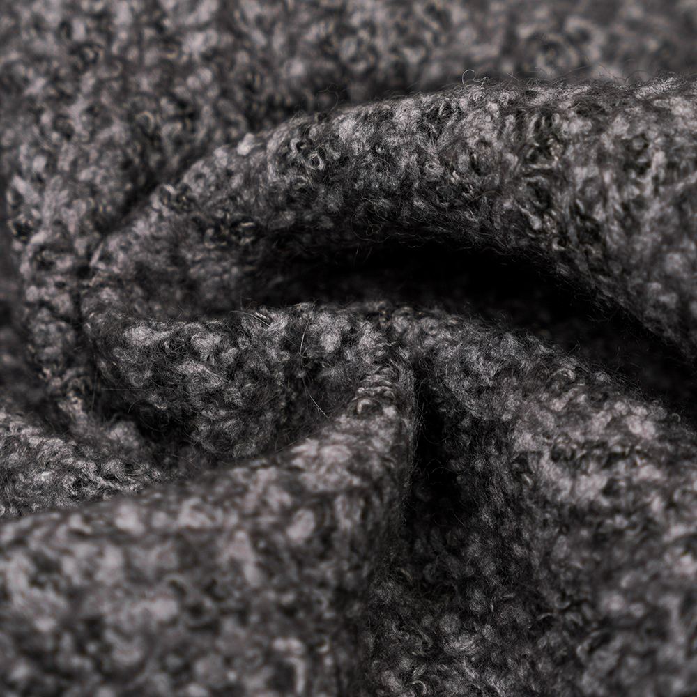 40% шерсть, 60% полиэстер, 750 г/м, черный и серый, шерстяная ткань балийской вязки, ML-70165440-75